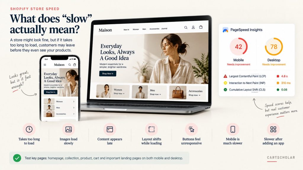 Shopify store speed testing on mobile and desktop