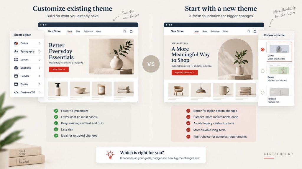 Customize the Existing Theme, or Start With a New One?